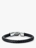 UNOde50 Genderless Collection Tube Braided Leather Bracelet, Black