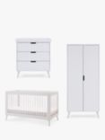 Obaby Maya Acrylic Cot Bed, Double Wardrobe and Changing Unit Dresser Room Set, White