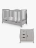 Obaby Stamford Luxe Cotbed & Closed Changing Unit, White, Warm Grey