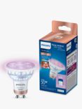 Philips Smart LED 4.7W GU10 Dimmable Warm-to-Cool Spotlight Bulb with WiZ Connected and Bluetooth, Clear