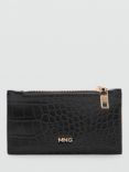 Mango Leonor Croc Effect Card Holder, Black