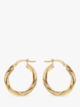 IBB 18ct Yellow Gold Hollow Twisted Tube Earrings, Gold