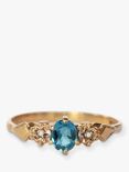 L & T Heirlooms Pre-Loved 9ct Yellow Gold Diamond and Blue Topaz Dress Ring