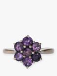 L & T Heirlooms Pre-Loved 9ct White Gold Amethyst Floral Cluster Ring