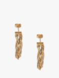 L & T Heirlooms Pre-Loved 9ct Yellow White and Rose Gold Plaited Drop Earrings