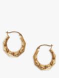 L & T Heirlooms Pre-Loved 9ct Yellow Gold Creole Patterned Hoop Earrings, Gold