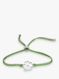 DPT Antwerp Four Leaf Clover Cord Bracelet, Silver/Green