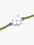 DPT Antwerp Four Leaf Clover Cord Bracelet, Silver/Green