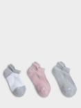 Sweaty Betty Organic Cotton Blend Trainer Socks, Pack of 3, Light Grey Marl/Multi