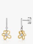 Jools by Jenny Brown Sterling Silver Cubic Zirconia Small Flower Drop Earrings