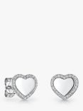 Jools by Jenny Brown Cubic Zirconia Trim Heart Stud Earrings, Silver