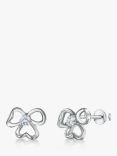 Jools by Jenny Brown Cubic Zirconia Flower Bow Stud Earrings, Silver