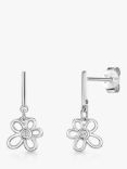 Jools by Jenny Brown Sterling Silver Cubic Zirconia Small Flower Drop Earrings, Silver