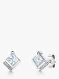 Jools by Jenny Brown 4mm Cubic Zirconia Square Stud Earrings, Silver