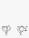 Jools by Jenny Brown Textured Heart Cubic Zirconia Stud Earrings