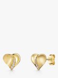 Jools by Jenny Brown Textured Heart Cubic Zirconia Stud Earrings, Gold