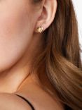 Jools by Jenny Brown Textured Heart Cubic Zirconia Stud Earrings, Gold