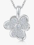 Jools by Jenny Brown Cubic Zirconia Split Petal Flower Pendant Necklace, Silver