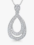 Jools by Jenny Brown Cubic Zirconia Double Curve Tear Drop Pendant Necklace, Silver