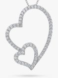 Jools by Jenny Brown Cubic Zirconia Double Heart Pendant Necklace, Silver