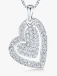 Jools by Jenny Brown Cubic Zirconia Jigsaw Hearts Pendant Necklace, Silver