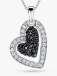 Jools by Jenny Brown Cubic Zirconia Jigsaw Hearts Pendant Necklace, Silver/Black