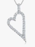 Jools by Jenny Brown Cubic Zirconia Sterling Silver Off Set Open Heart Pendant Necklace, Silver