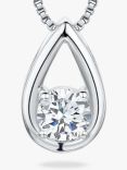 Jools by Jenny Brown Cubic Zirconia Sterling Silver Off Set Open Teardrop Pendant Necklace, Silver