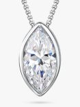 Jools by Jenny Brown Sterling Silver Rubover Marquise Solitaire Pendant Necklace, Silver