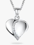 Jools by Jenny Brown Sterling Silver Cubic Zirconia Satin Heart Pendant Necklace, Silver