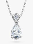 Jools by Jenny Brown Sterling Silver Cubic Zirconia Pear Drop Pendant Necklace, Silver