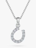 Jools by Jenny Brown Sterling Silver Cubic Zirconia Small Horseshoe Pendant Necklace, Silver