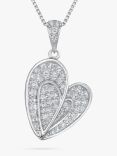 Jools by Jenny Brown Textured Pave Heart Pendant Necklace, Silver