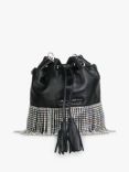 Pre-loved Miu Miu Crystal Fringed Leather Bucket Bag, Black