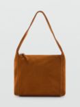 Mango Piramide Leather Shopper Bag, Medium Brown