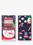 Happy Socks Snowman Gift Set, Pack of 3, Navy/Multi, One Size