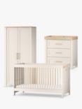 Silver Cross Seville Cotbed, Double Wardrobe and 3 Drawer Dresser Set, White/Oak