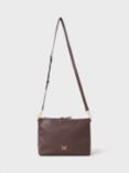 Crew Clothing Leather Cross Body Bag, Red Wine