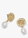 Daisy London Daisy Pearl Drop Earrings, Gold/White