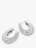 Daisy London Polly Mini Ridge Hoop Earrings, Silver