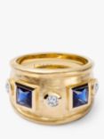 Daisy London Chunky Stone Textured Ring, Gold/Blue