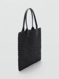 Mango Harlow Natural Fibre Shopper Bag, Black