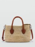 Mango Mika Natural Fibre Shoulder Bag, Nautral/Brown