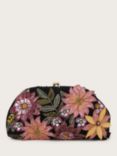 Monsoon Floral Embellished Clutch Bag, Black/Multi