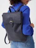 Crew Clothing Leather Backpack, Navy Blue