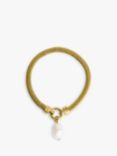 LARNAUTI Freshwater Pearl Drop Mesh Bracelet, Gold