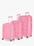 Rock Tulum 8-Wheel Expandable Suitcase Set, 3 Piece, Pink