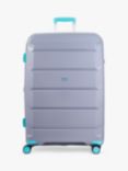 Rock Tulum 8-Wheel 78cm Expandable Large Suitcase, 105L, Grey/Aqua