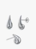 Nina B Domed Teardrop Stud Earrings, Silver