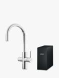 Franke Mythos Water Filter Hub 5-in-1 Swivel J Spout Single Lever Electric Kitchen Tap, Stainless Steel